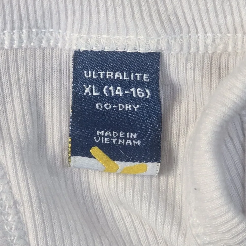 Ultralite Girls Lot/2 Ribbed Tank Tops XL 14/16 Dusty Sea Green & White Vacation